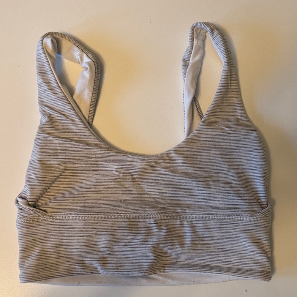 Gray Striped Women's Sports Bra